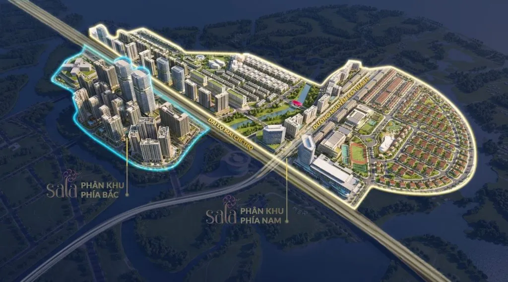 Phối cảnh phân khu Sala phía Bắc và phía Nam với dự án Sala Serene - Sarene Residence